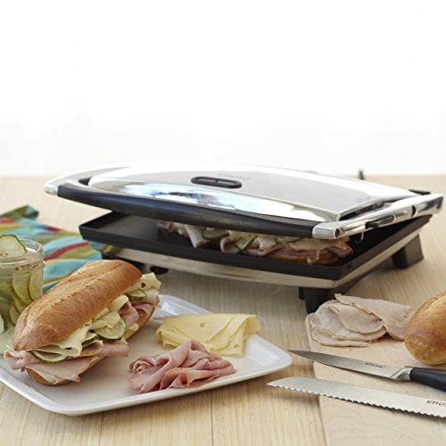 IMUSA USA GAU-80102 Large Electric Panini Press 1400-Watts, Silver