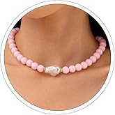 cotwdi Chunky Beaded Necklace for Women Acrylic Bead Choker Necklaces Large Round Ball Necklace Colorful Purple Blue Red Pink Orange Statement Necklace Chunky Jewelry