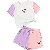 Toddler Kids Girl Clothes Floral Letter Graphic Top + Shorts 2PC Girls Summer Short Set