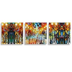3 Piece Canvas Wall Art for Living Room Bedroom Home Artwork Romantic Autumn Scenery Paintings Ready to Hang - 12"x12"x3 Panels