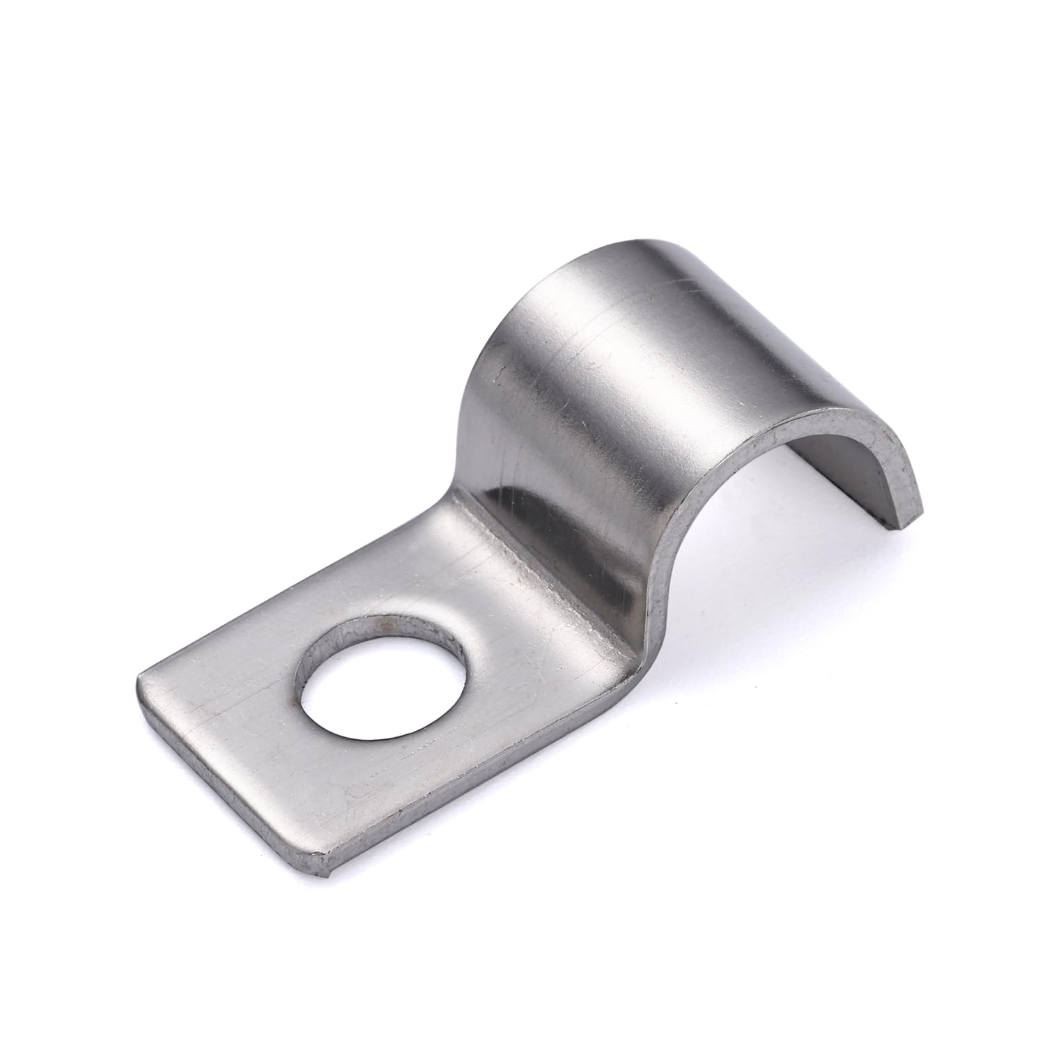 FamlTol Conduit Pipe Clips Ø 5 mm, 304 Stainless Steel P Clips Mounting Brackets, Metal U Pipe Clamps with One Hole for Wire Tidy & Small Pipe | 25 pcs