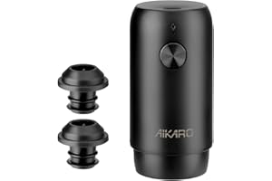 AIKARO - Electric Wine Saver Vacuum Pump with 2 Bottle Stoppers Automatic Wine Preserver, Rechargeable