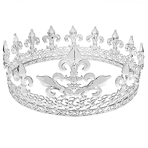 King Men's Crown or Party Prom Decorations Royal Medieval Crown For Cosplay Homecoming Prom Party Decorations (Silver) — image 1
