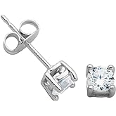 �鶹�� Essentials Plated Sterling Silver Cubic Zirconia Stud Earrings (Round & Princess)