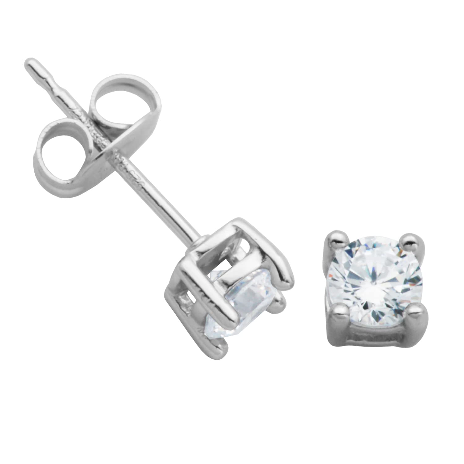 Photo 1 of Amazon Essentials Platinum Plated Sterling Silver Round Cut Cubic Zirconia Stud Earrings (4mm)