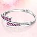 Menton Ezil Love Encounter Crystals Bangle Bracelets White Gold Plated With Swarovsk Pink Crystal Adjustable Hinged Jewelry For Woman Lady Girl