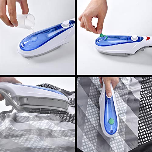 Oranlife Clothes Steamer Electric Fast Heat-up Powerful Steam Iron for Home Travel Hand-held Fabric Steamer Brush, Filling Cup, Instructional Manual Included, Blue