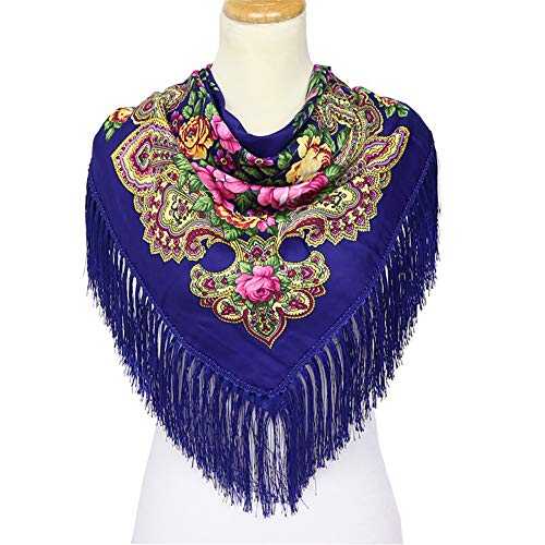 Uainhrt Tassel Scarf Cotton Large Square Shawl and Wraps,Versatile Gift Fringe Boho Shawl,43