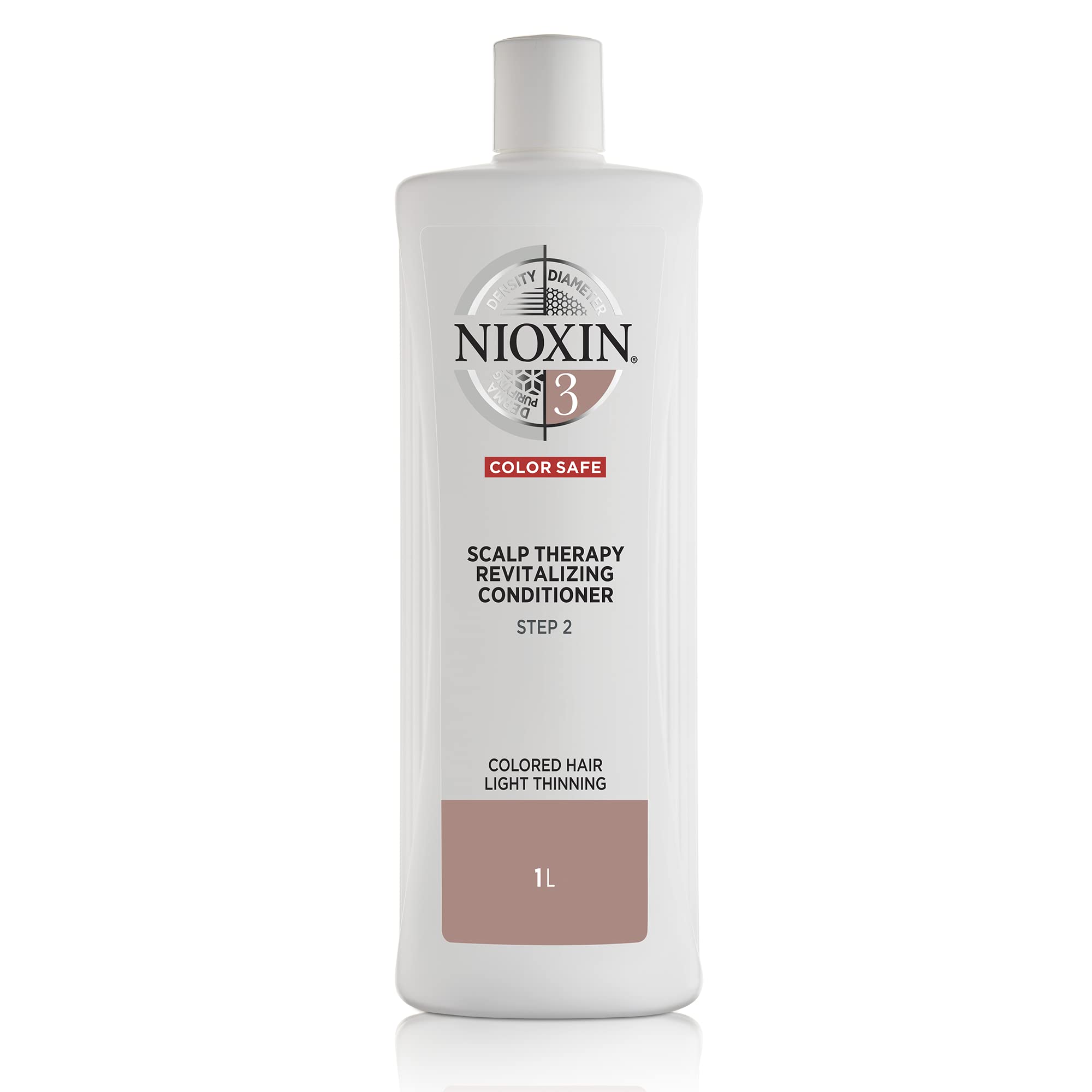 Nioxin 3-Part System, System 3 Coloured Hair with Light Thinning, Hair Thickening Treatment, Scalp Therapy, Conditioner 1L