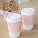 Glowcoast Disposable Coffee Cups With Lids - (80 set) 12 oz Paper To Go Coffee Cups With Resealable Lids Prevent Leaks! Travel Insulated Hot Beverage Drink Cup. Will Not Bend With Heat or Burn Fingers