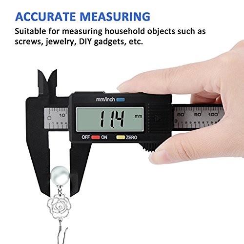 Diagtree 150mm 6inch LCD Digital Electronic Digital Vernier Caliper Carbon Fiber Vernier Caliper Gauge Micrometer Measuring Micrometer - Auto Off Featured Measuring Tool