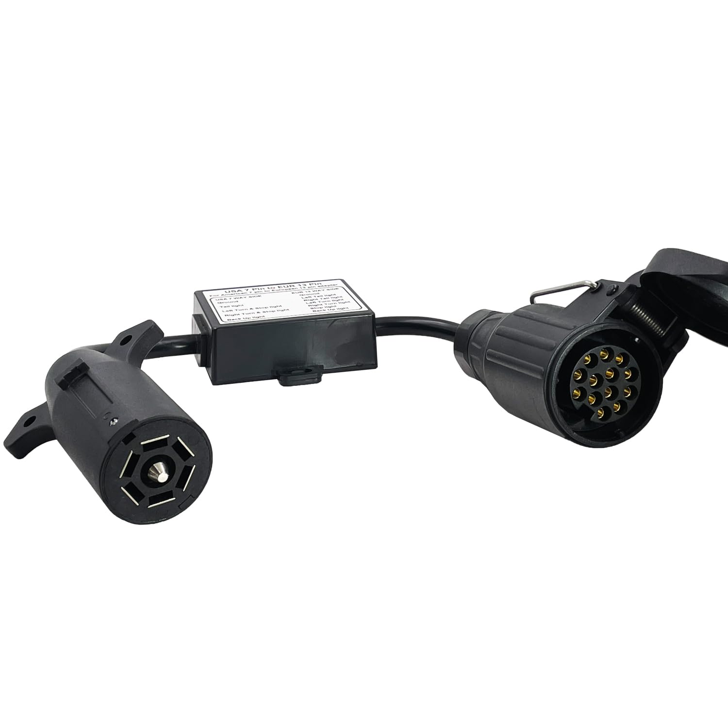 Photo 1 of CXTM US to EU Trailer Light Converter,US Vehicle with 7-Way Blade Connector to European Trailer with 13-Way Round Plug US 7 Way to EU 13 Way Trailer Light Adapter