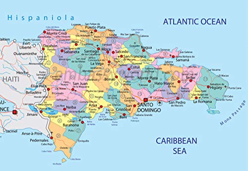 Home Comforts Laminated Map - Dominican Republic Info Introduction Fun Lovely Domincan Rebuplic Map Near US - 24 x 36