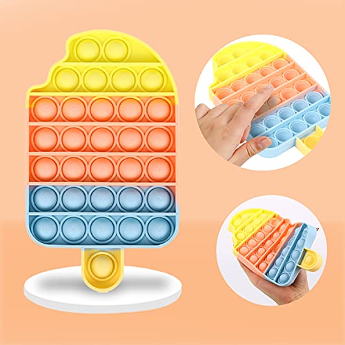 Ice Cream Bubbles Pop It- Push and Pop Bubble Fidget Sensory Toy- Fidget Poppers for Kids- Simple Dimple Silicone Fidgets- Popit for Boys Girl and Baby - Single Cute Fidget Popper - Tiktok Poppits