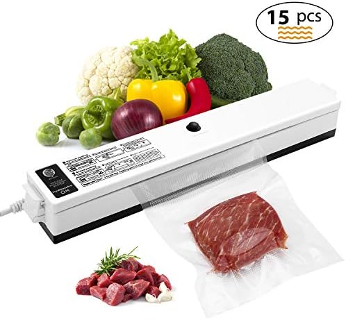 Vacuum Sealer, Etrigger Automatic Vacuum Sealing Machine for Both Dried and Wet Fresh Food, Suitable for Camping and Home Use with 15pcs Vacuum Sealer Bags(20 × 25cm)