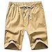 Manwan walk Men's Linen Casual Short 311 (Large, Khaki)