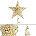 Qable Powerz(TM) Star Tree Topper, Exquisite Shimmery 8-inch x 6-inch Star Christmas Tree Topper Christmas Tree Decoration 5 Point Star Treetop Decor (Gold)