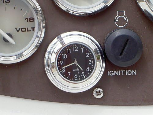Chrome Stick On Clock Black Dial