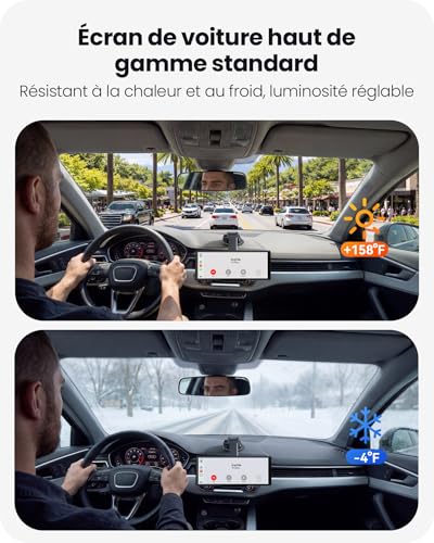 Avaett Écran CarPlay sans Fil 9,26″ Voiture pour Apple CarPlay & Android Auto, Portable Carplay Voiture avec Caméra de Recul, Mirror Link, OTA, Bluetooth 5.2, Navigation GPS, Commande Vocale
