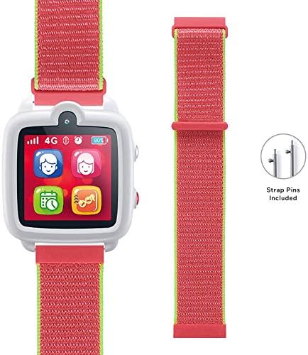 TickTalk 3 Replaceable Wrist Band, Woven Nylon Material, Adjustable Hook-and-Loop Fastener, More Breathable, More Comfortable (2 Strap Pins are Included) (Neon Pink)