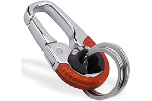 Aimola Men’s Stainless Steel Keychain Hook, Double Ring Carabiner Key Ring, Outdoor Car and Fishing Accessory