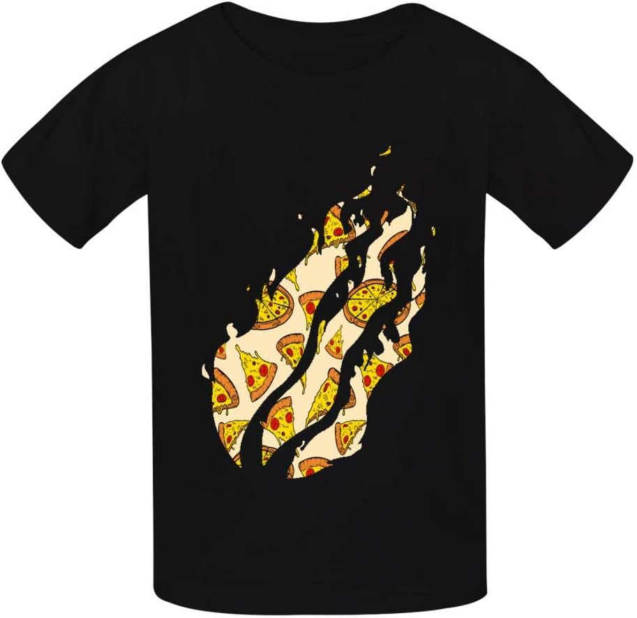 TIFOUTY Youth Pizza Preston Fire Nation Playz Gamer Flame 3D Print Crew Neck Short Sleeve T-Shirts Casual Soft Tee Black