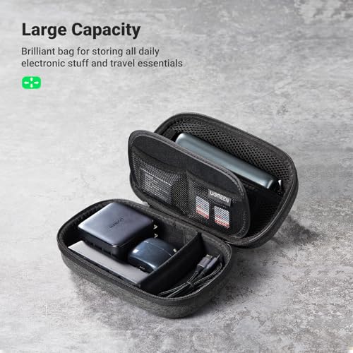 UGREEN Electronic Organizer, Travel Organizer for Electronics Accessories Water-resistant Shockproof External Hard Drive Case Small Travel Case for Cables, Chargers, SD Cards, Hard Disk, Flash Drives