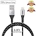Zdatt 6.6 Feet/2M Nylon Braided Lightning Cable Apple MFi Certified iPhone Charging Cable USB Charger Cord with Aluminum Connector for iPhone 7/6S/5S, iPad Air/Mini/Pro, iPod-Black