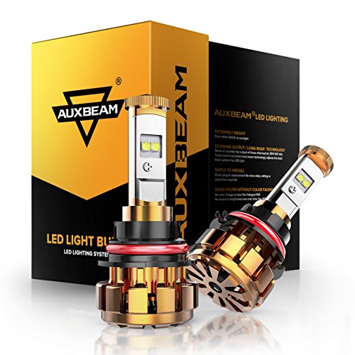 Auxbeam LED Headlight F-16 Series LED Headlight Bulbs HB5 with 2 Pcs of 9007 LED Headlight CREE Hi-Lo Beam – 50W 5000lm Low Beam & 50W 5000lm High Beam – 1 Year Warranty