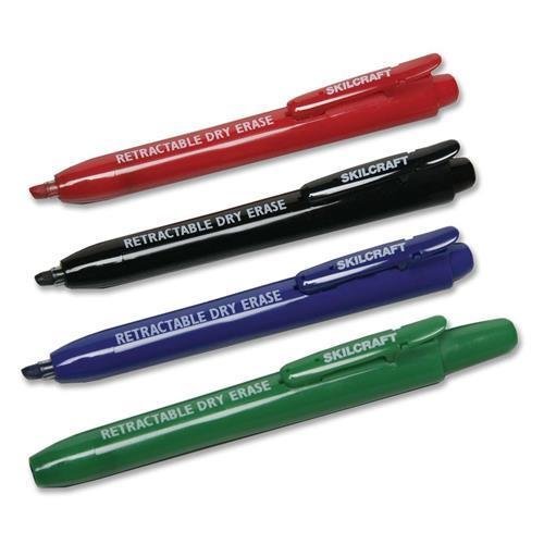 7520-01-519-5769 SKILCRAFT Dry Erase Marker - Chisel Marker Point Style - Black Ink, Blue Ink, Red Ink, Green Ink - 4 / Set