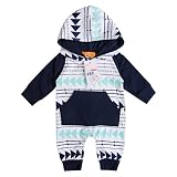 Emmababy Baby Boys Girls Jumpsuit Hooded Romper Outfit Long Sleeve Onesie with Pocket (12-18Months, White)