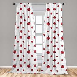 Ambesonne Ladybugs Window Curtains Pack of