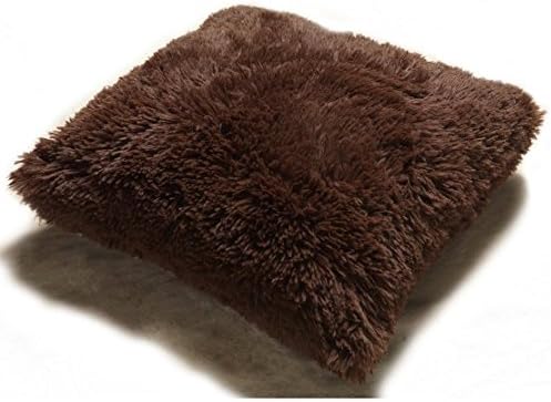 16" x 16" Super Soft Faux Fur Shaggy Furniture Throw Jenner Pillow (Chocolate)