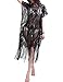 Summer Beach Cover Ups for Women Sexy Lace Long Maxi Tunic Oversize Loose Swimwear Swimsuit Bikini Dress with Tassel Black