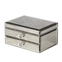 Jofave Mirrored Jewelry Box for Women,High-end Glass Jewelry Organizer with Drawers,Watch and Earring Organizer etc (Greek Pattern) ... ...