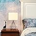 SOTTAE Black Hollowed Out Base Modern Livingroom Bedroom Bedside Table Lamp, Desk Lamp with White Fabric Shade