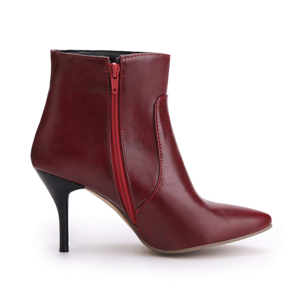 OCHENTA Women's Dressy Pointed Toe Stiletto High Heel Ankle Boots Wine Red Tag 40 - US 8 - Image 4