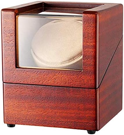 CHIYODA Automatic Single Watch Winder with Quiet Mabuchi Motor and 12 Rotation Modes (Wood Veneer)