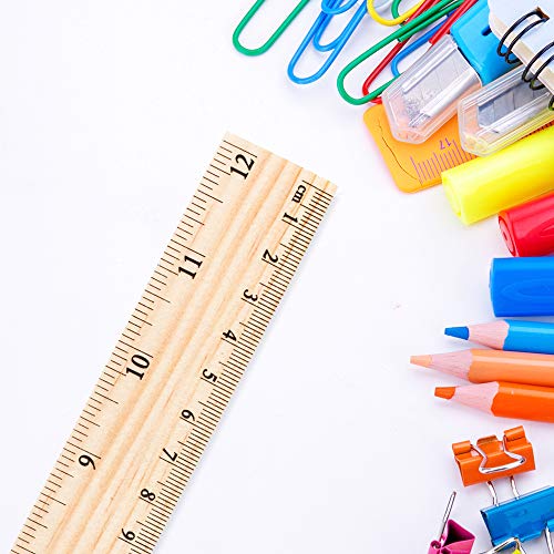 ASIBT 30 Pack Wooden Rulers Student Rulers Wood School Rulers Measuring Ruler Office Rulers,2 Scale,30 cm and 12 Inch - Thumbnail 3