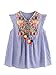 Floerns Women's Ruffle Striped Mexican Embroidered Babydoll Blouse Top A Blue L