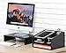 FITUEYES Wood Office Suppies Desk Organizer 5 Compartments with Letter Tray Phone Stand Pen Pencil Holder