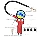 AULLY PARK Digital Tire Inflator with Pressure Gauge Heavy Duty Direct Lock Air Clip 90 Degree Valve with Hose Red