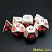 Bescon 7pcs Set Solid Metal Polyhedral D&D Dice Set Matt Silver with Orange Numbers, Metal RPG Role Playing Game Dice Set