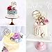 Gold Happy Birthday Cake Topper Acrylic Cupcake Topper Glitter Birthday Cake Supplies Party Event Decorations (6 pieces)