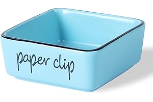 ONTUBE Ceramic Farmhouse Paper Clip Holders for Desk 3.3 Inch, Turquoise