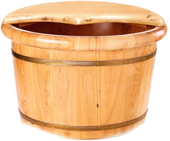 NJ Foot tub Cedar Wood Foot Bucket Household with Lid Wooden Foot Bath