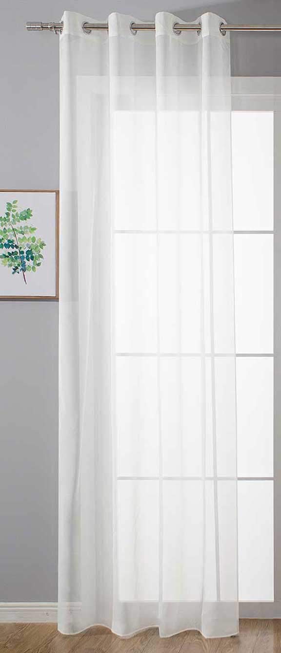 Gardinenbox 20332-cn Eyelet Curtain Transparent Plain Height x Width 225 x 140 cm White Stores Curtain Eyelets Lead Tape End Living Room