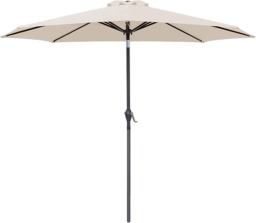 Amazon Com Greesum 9ft Patio Umbrella Outdoor Market Table Umbrella With Push Button Tilt Crank And 8 Sturdy Ribs For Garden Lawn Backyard Pool Beige Garden Outdoor