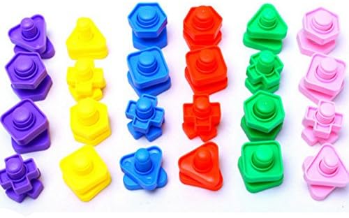 Swity Home 24 pieces Colorful Jumbo Nuts and Bolts Set, Stacking Games, Matching Fine Motor Toy for Toddlers Preschoolers, Set of 24