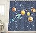 Sunlit Solar System Planets Stars and Milky Way Galaxy Space Fabric Astronomical Shower Curtain with The Sun Mercury Venus Earth Mars Jupiter Saturn Uranus Neptune Cosmos Nebula Gray Pale Blue